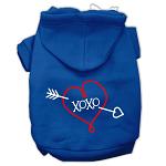 XOXO Screen Print Pet Hoodies Blue Size Lg