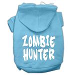 Zombie Hunter Screen Print Pet Hoodies Baby Blue Size L