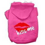 Kiss Me Screen Print Pet Hoodies Bright Pink Size Lg