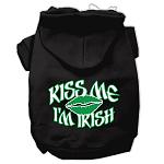 Kiss Me I'm Irish Screen Print Pet Hoodies Black Size Lg