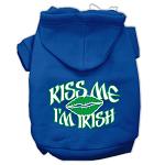 Kiss Me I'm Irish Screen Print Pet Hoodies Blue Size Lg