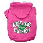 Kiss Me I'm Irish Screen Print Pet Hoodies Bright Pink Size Lg