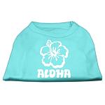 Aloha Flower Screen Print Shirt Aqua Lg