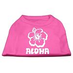 Aloha Flower Screen Print Shirt Bright Pink Lg