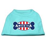 Bonely in America Screen Print Shirt Aqua Lg