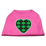 Argyle Heart Green Screen Print Shirt Bright Pink Lg