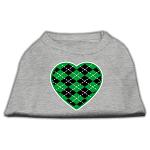 Argyle Heart Green Screen Print Shirt Grey Lg