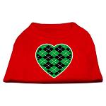 Argyle Heart Green Screen Print Shirt Red Lg