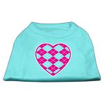 Argyle Heart Pink Screen Print Shirt Aqua Lg