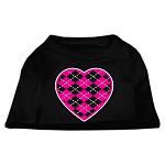 Argyle Heart Pink Screen Print Shirt Black Lg