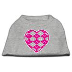 Argyle Heart Pink Screen Print Shirt Grey Lg