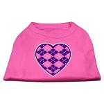 Argyle Heart Purple Screen Print Shirt Bright Pink Lg