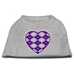 Argyle Heart Purple Screen Print Shirt Grey Lg