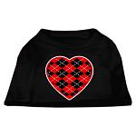 Argyle Heart Red Screen Print Shirt Black Lg