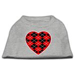 Argyle Heart Red Screen Print Shirt Grey Lg