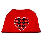 Argyle Heart Red Screen Print Shirt Red Lg