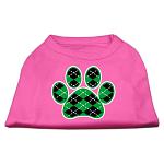 Argyle Paw Green Screen Print Shirt Bright Pink Lg