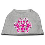 Argyle Paw Pink Screen Print Shirt Grey Lg