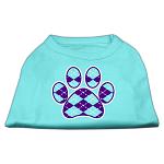 Argyle Paw Purple Screen Print Shirt Aqua Lg