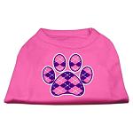 Argyle Paw Purple Screen Print Shirt Bright Pink Lg