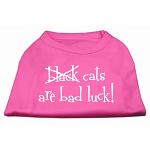 Black Cats are Bad Luck Screen Print Shirt Bright Pink L