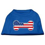 Bone Shaped American Flag Screen Print Shirts Blue Lg