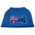 Bone Shaped Australian Flag Screen Print Shirts Blue Lg