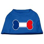 Bone Shaped France Flag Screen Print Shirts Blue Lg