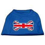 Bone Shaped United Kingdom (Union Jack) Flag Screen Print Shirts Blue Lg