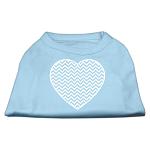 Chevron Heart Screen Print Dog Shirt Baby Blue Lg