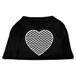 Chevron Heart Screen Print Dog Shirt Black Lg