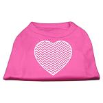 Chevron Heart Screen Print Dog Shirt Bright Pink Lg