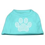 Chevron Paw Screen Print Shirt Aqua Lg