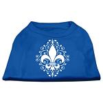 Henna Fleur de Lis Screen Print Shirt Blue Lg