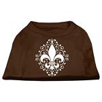 Henna Fleur de Lis Screen Print Shirt Brown Lg