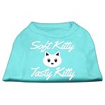 Softy Kitty, Tasty Kitty Screen Print Dog Shirt Aqua Lg