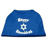 Happy Hanukkah Screen Print Shirt Blue Lg