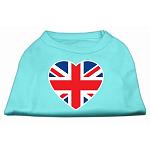 British Flag Heart Screen Print Shirt Aqua Lg