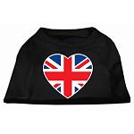 British Flag Heart Screen Print Shirt Black Lg