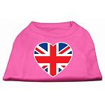 British Flag Heart Screen Print Shirt Bright Pink Lg