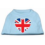 British Flag Heart Screen Print Shirt Baby Blue Lg