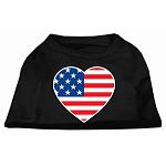 American Flag Heart Screen Print Shirt Black Lg