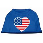 American Flag Heart Screen Print Shirt Blue Lg