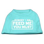 Hungry I am Screen Print Shirt Aqua Lg