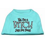 Yes I'm a Bitch Just not Yours Screen Print Shirt Aqua Lg