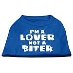 I'm a Lover not a Biter Screen Printed Dog Shirt Blue Lg