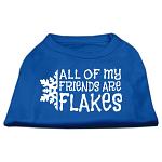 All my Friends are Flakes Screen Print Shirt Blue Lg