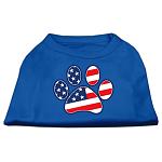 Patriotic Paw Screen Print Shirts Blue Lg