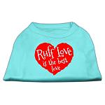 Ruff Love Screen Print Shirt Aqua Lg