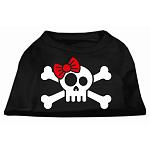 Skull Crossbone Bow Screen Print Shirt Black Lg